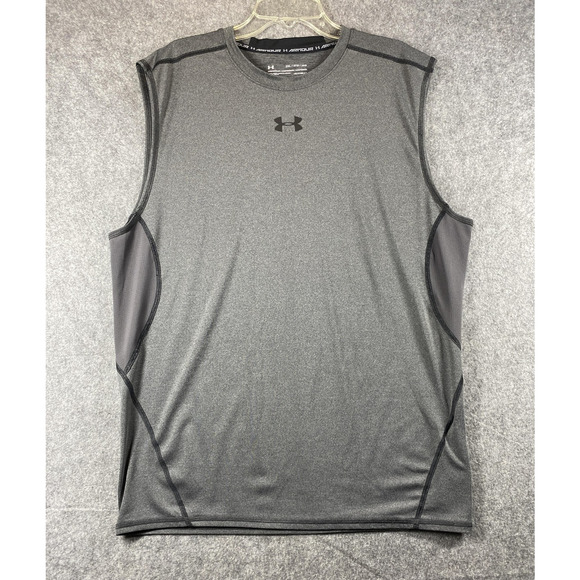 Under Armour Shirt Mens 2XL Gray HeatGear Compression Sleeveless Athletic Gym - Picture 1 of 7